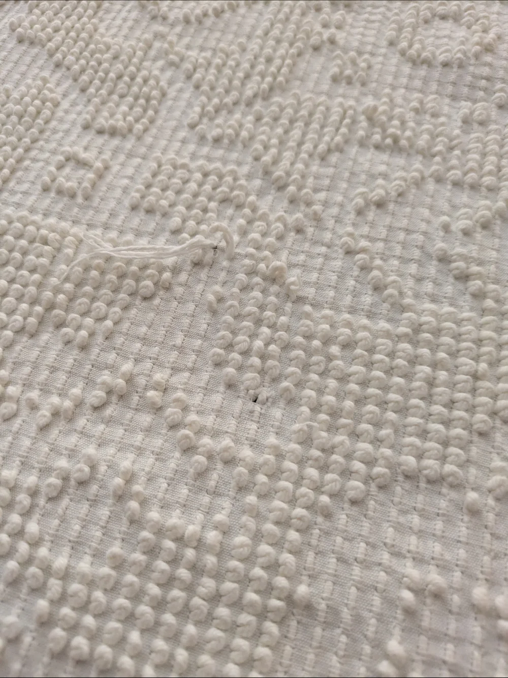 Classic White Cotton Chenille Bedspread with Fringe